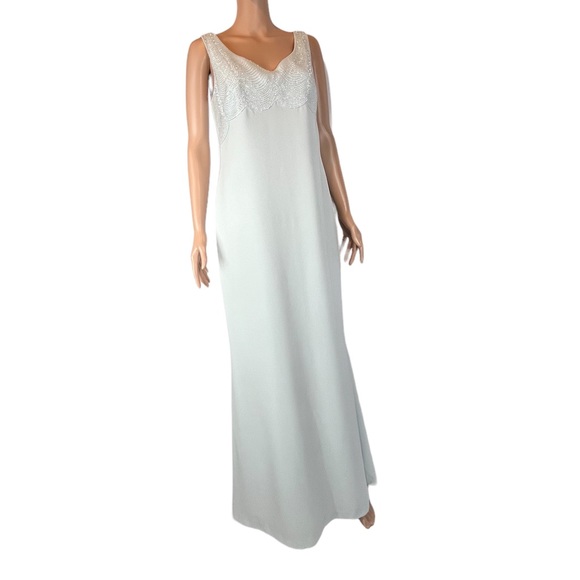 Daymor Couture Beaded-Breast Sleeveless Floor-Length Dress, Blue-Gray |8 - Picture 15 of 16